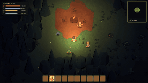 Night raid: skeletons, a goblin and a slime around the camp